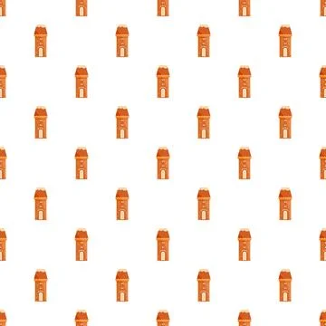 Gingerbread christmas seamless pattern with house cookie design Stock Illustration