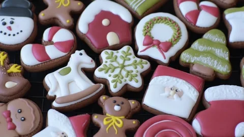 Gingerbread as a Christmas staple, sweet biscuits for the holiday. Gingerbread a Stock Footage 341028005