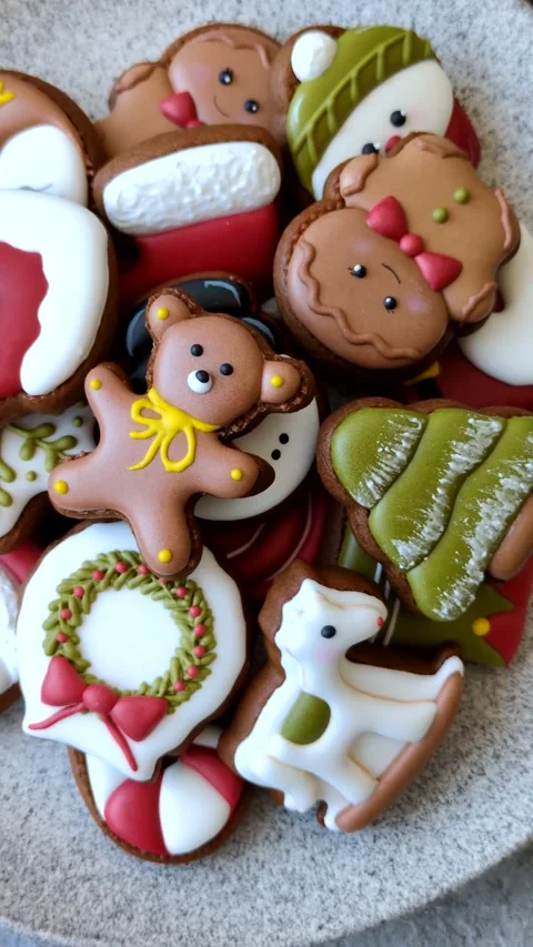 Gingerbread as a Christmas staple, sweet biscuits for the holiday. Gingerbread a Stock Footage 341028109