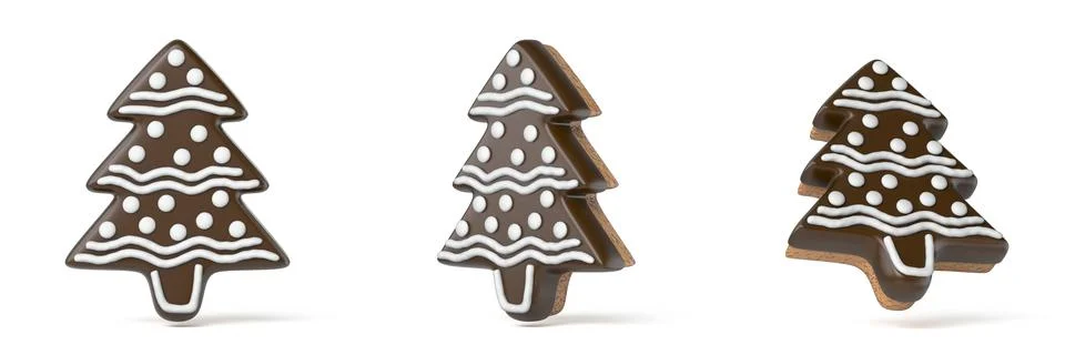 Gingerbread Christmas tree 3D Stock Illustration