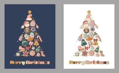 Gingerbread Christmas tree card Stock Illustration