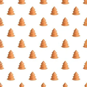 Gingerbread christmas tree cookie pattern forming seasonal background Stock Illustration