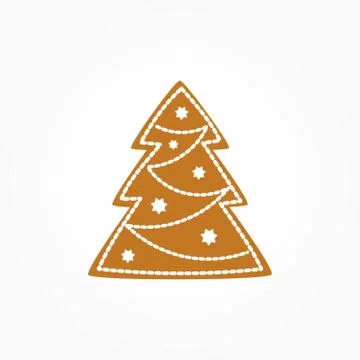 Gingerbread Christmas tree cookie. Vector illustration. Illustrazione stock