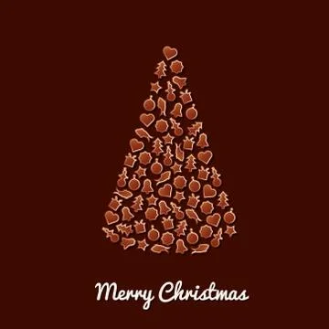 Gingerbread christmas tree Stock Illustration