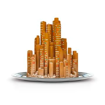 Gingerbread city concept Illustrazione stock