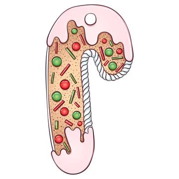 Gingerbread cookie cane Stock Illustration