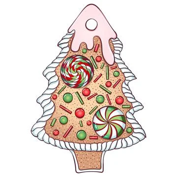 Gingerbread cookie christmas tree Stock Illustration