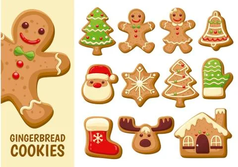 Gingerbread cookie collection. Stock Illustration