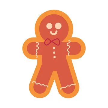 Gingerbread Cookie Hand Drawn Biscuit Cake Stock Illustration