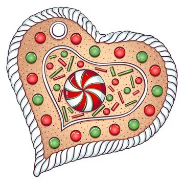 Gingerbread cookie heart Stock Illustration