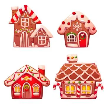 Gingerbread cookie house. Ginger bread and candy Stock Illustration
