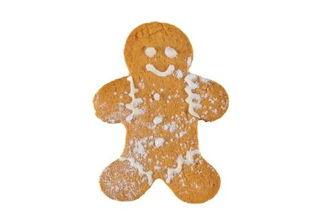 Gingerbread cookie man shape isolated on white background Stock Photos