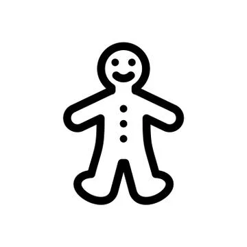 Gingerbread cookie man simple flat icon vector Illustrazione stock