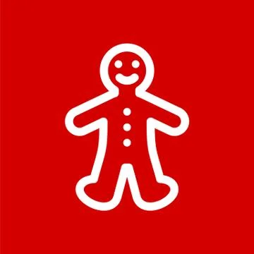 Gingerbread cookie man simple flat icon vector Illustrazione stock