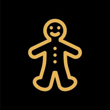 Gingerbread cookie man simple flat icon vector Illustrazione stock