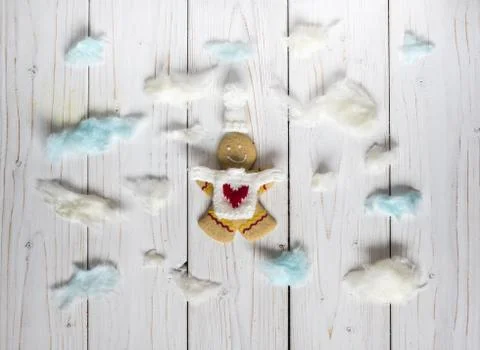 Gingerbread cookie men among the clouds Stock Photos