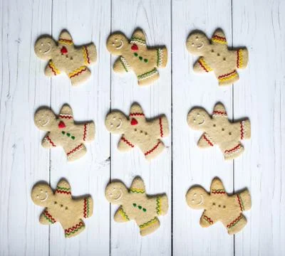 Gingerbread cookie men, on the white background Stock Photos