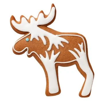 Gingerbread Cookie Moose Isolated On White Background Stock Photos