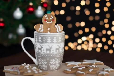 Gingerbread cookie in a mug Stock Photos
