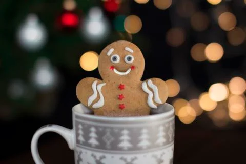 Gingerbread cookie in a mug Stock Photos
