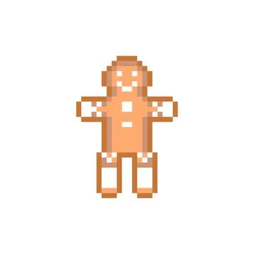 Gingerbread cookie pixel art style clipart Stock Illustration