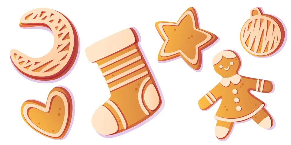 Gingerbread cookie set Stock Illustration