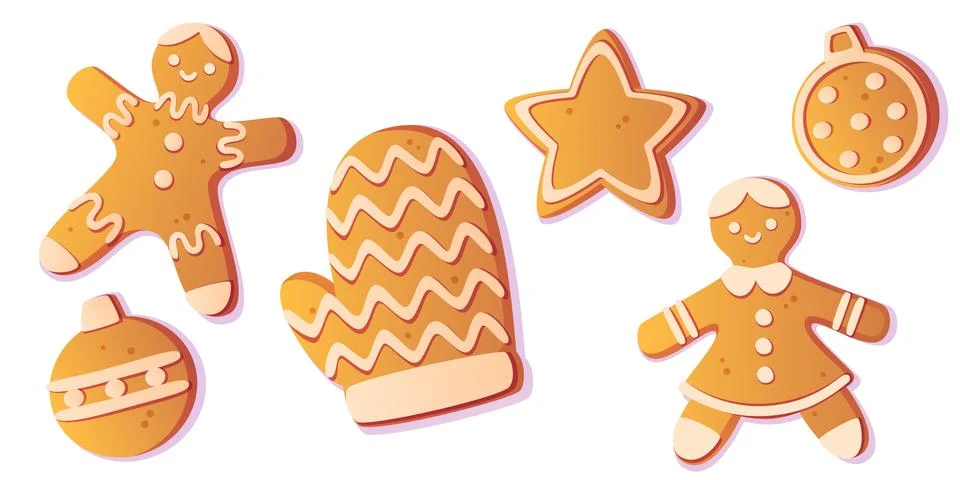 Gingerbread cookie set Stock Illustration