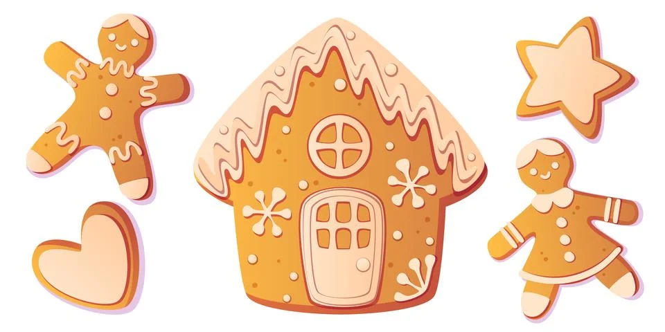 Gingerbread cookie set Stock Illustration