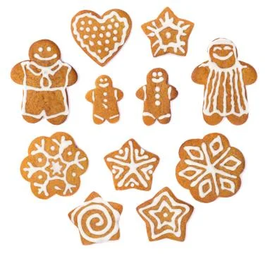 Gingerbread cookie set on white Stock-Fotos