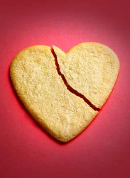 Gingerbread cookie in the shape of a broken heart Stock Photos
