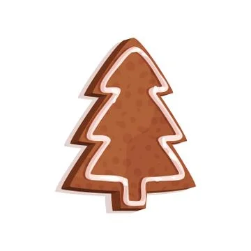 Gingerbread cookie in the shape of a fir tree, Christmas symbol, New Year Illustrazione stock