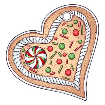 Gingerbread cookie shape of heart Stock Illustration