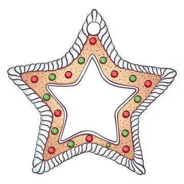 Gingerbread cookie star contour Stock Illustration