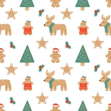 Gingerbread cookies Christmas pattern Stock Illustration