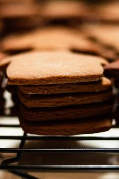 Gingerbread Cookies on cooling rack Stock Photos