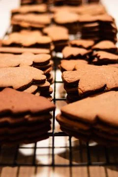 Gingerbread Cookies on cooling rack Stock Photos