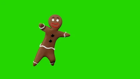 Gingerbread cookies dancing on a green screen Stock Footage 292005944