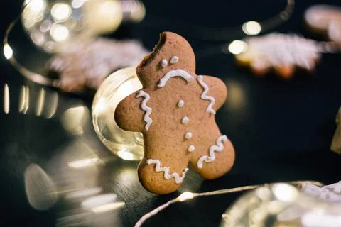 Gingerbread cookies decorated with icing Stock Photos