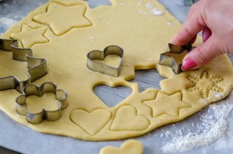 Gingerbread cookies making Stock Photos