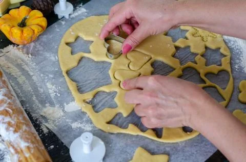 Gingerbread cookies making Stock Photos