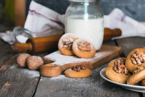 Gingerbread cookies with nuts Stock Photos