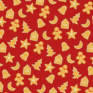 Gingerbread cookies pattern Illustrazione stock