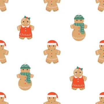 Gingerbread cookies pattern Stock Illustration