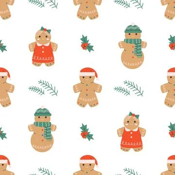 Gingerbread cookies seamless pattern Stock Illustration