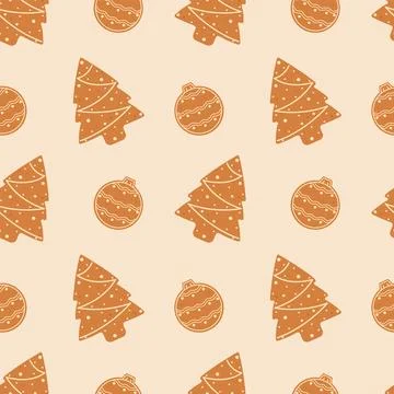 Gingerbread cookies seamless pattern Stock Illustration