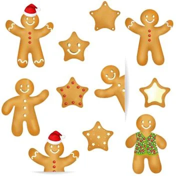 Gingerbread cookies set Stock Illustration
