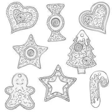 Gingerbread cookies set Illustrazione stock