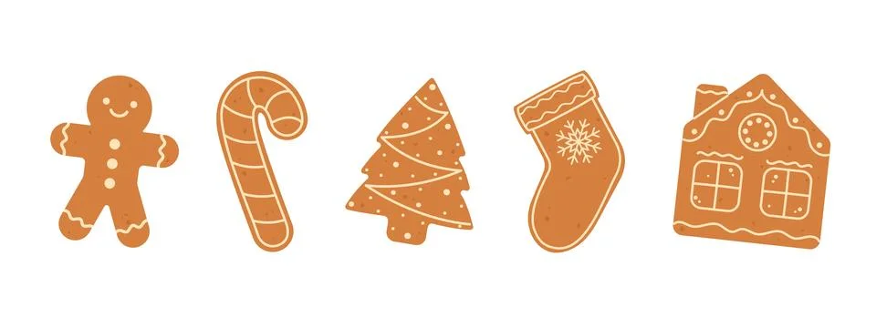 Gingerbread cookies set Stock Illustration