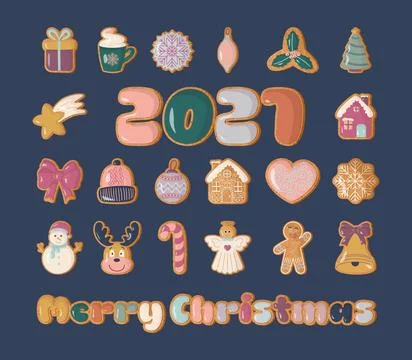 Gingerbread cookies set. Stock Illustration