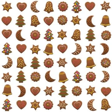Gingerbread Cookies Xmas Pattern Stock Illustration